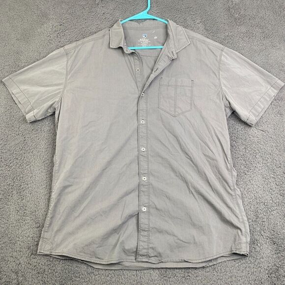 Kuhl Shirt Mens XL Generatr Green/Grey Short Sleeve #7311 Camp Metal Button - Picture 1 of 10
